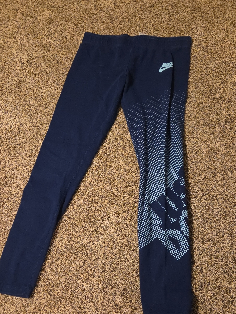 Nike Navy Leggings with Light Blue Dot Fade and Logo